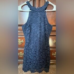 Lulus Love Poem Navy Blue Lace Mini Dress